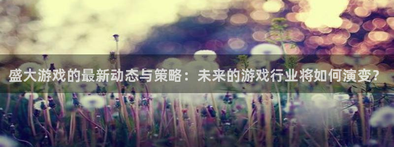 辉达娱乐注册网站：盛大游戏的最新动态与策略：未来的游戏行业将